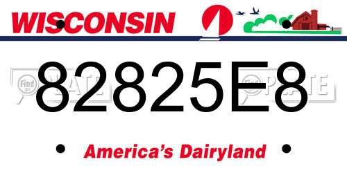 82825E8 Wisconsin License Plate