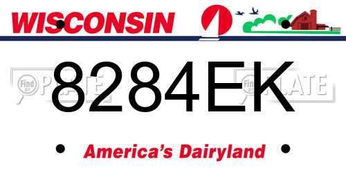 8284EK Wisconsin License Plate