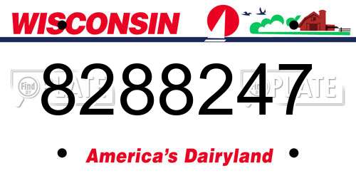 8288247 Wisconsin License Plate