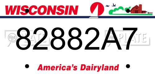 82882A7 Wisconsin License Plate