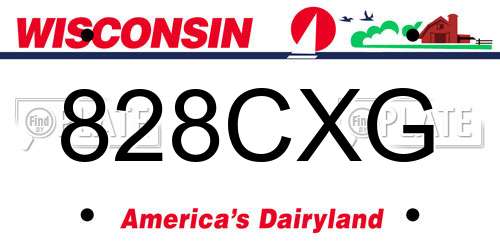 828CXG Wisconsin License Plate