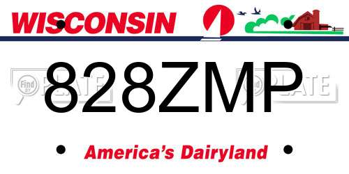 828ZMP Wisconsin License Plate
