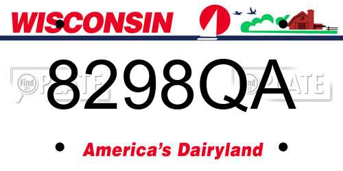 8298QA Wisconsin License Plate