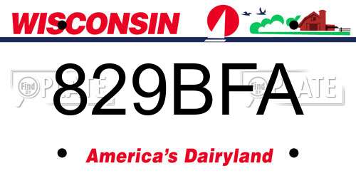829BFA Wisconsin License Plate
