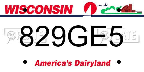829GE5 Wisconsin License Plate