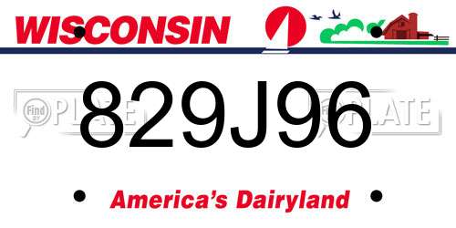 829J96 Wisconsin License Plate