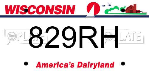 829RH Wisconsin License Plate