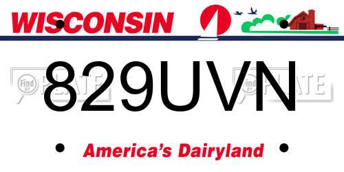 829UVN Wisconsin License Plate