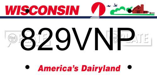 829VNP Wisconsin License Plate