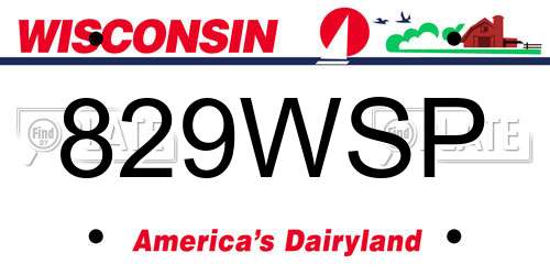 829WSP Wisconsin License Plate
