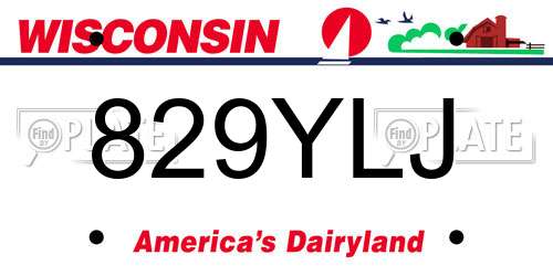 829YLJ Wisconsin License Plate