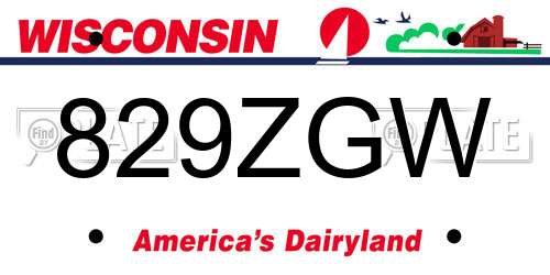 829ZGW Wisconsin License Plate