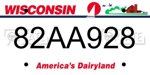 82AA928 Wisconsin License Plate