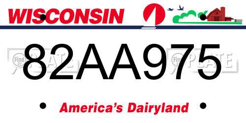 82AA975 Wisconsin License Plate