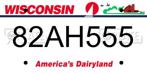 82AH555 Wisconsin License Plate
