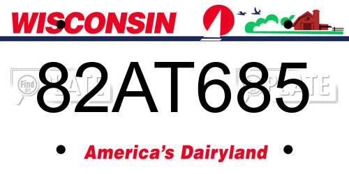 82AT685 Wisconsin License Plate