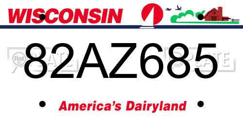82AZ685 Wisconsin License Plate