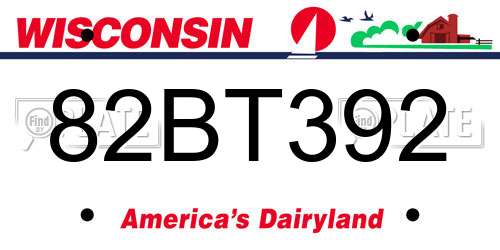 82BT392 Wisconsin License Plate