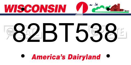 82BT538 Wisconsin License Plate