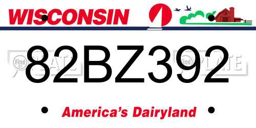 82BZ392 Wisconsin License Plate