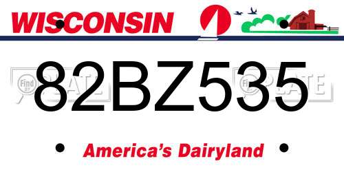 82BZ535 Wisconsin License Plate