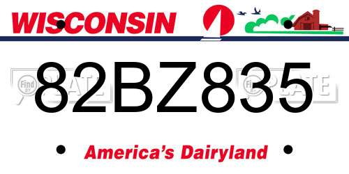 82BZ835 Wisconsin License Plate