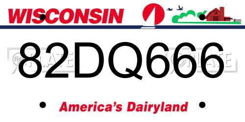 82DQ666 Wisconsin License Plate