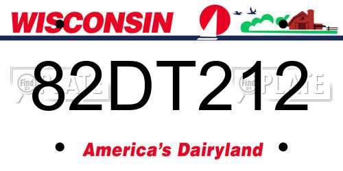 82DT212 Wisconsin License Plate