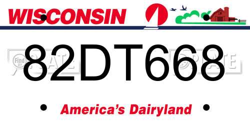 82DT668 Wisconsin License Plate