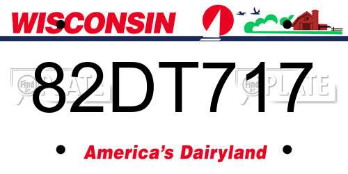 82DT717 Wisconsin License Plate