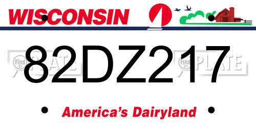 82DZ217 Wisconsin License Plate
