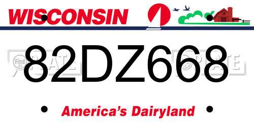 82DZ668 Wisconsin License Plate