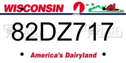 82DZ717 Wisconsin License Plate
