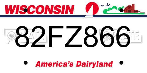 82FZ866 Wisconsin License Plate