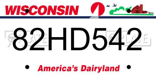 82HD542 Wisconsin License Plate