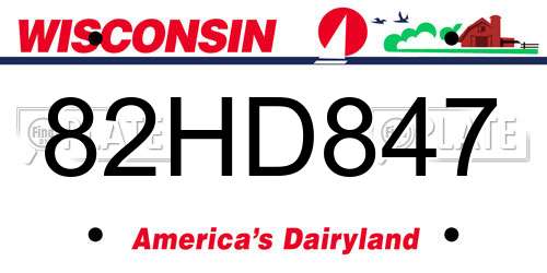 82HD847 Wisconsin License Plate