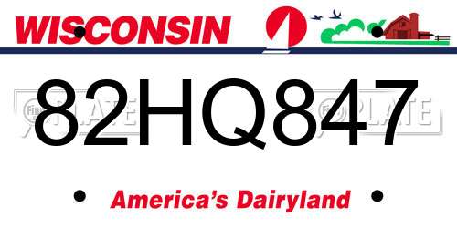 82HQ847 Wisconsin License Plate
