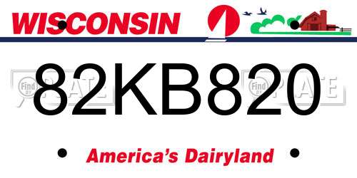 82KB820 Wisconsin License Plate