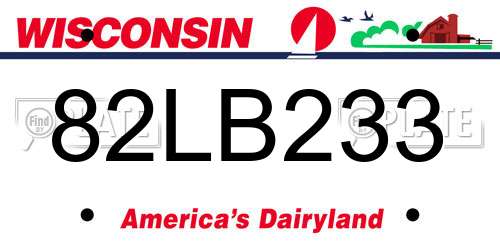 82LB233 Wisconsin License Plate