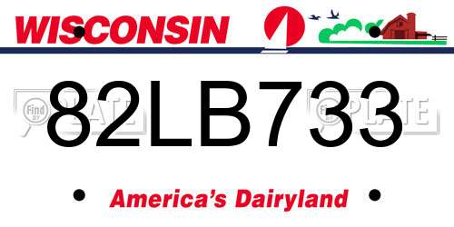 82LB733 Wisconsin License Plate
