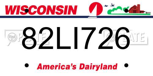 82LI726 Wisconsin License Plate