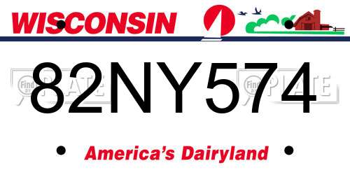 82NY574 Wisconsin License Plate