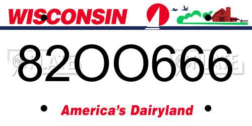 82OO666 Wisconsin License Plate