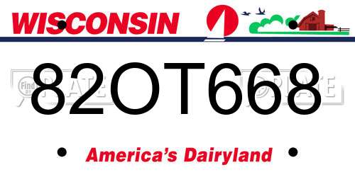 82OT668 Wisconsin License Plate