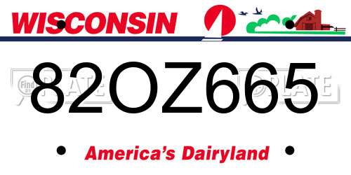 82OZ665 Wisconsin License Plate