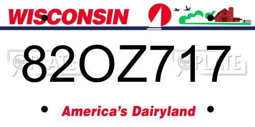 82OZ717 Wisconsin License Plate