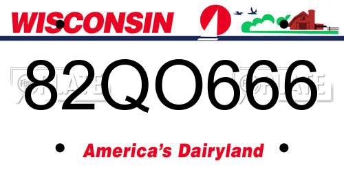 82QO666 Wisconsin License Plate