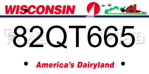 82QT665 Wisconsin License Plate