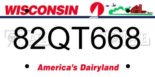 82QT668 Wisconsin License Plate