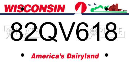 82QV618 Wisconsin License Plate